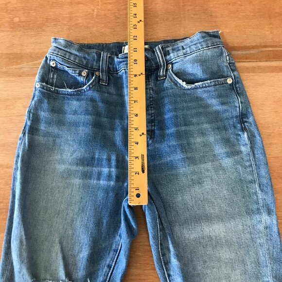 Madewell the Perfect Vintage Jean Women 27 Blue High Rise Distressed Raw Hem - Picture 8 of 13